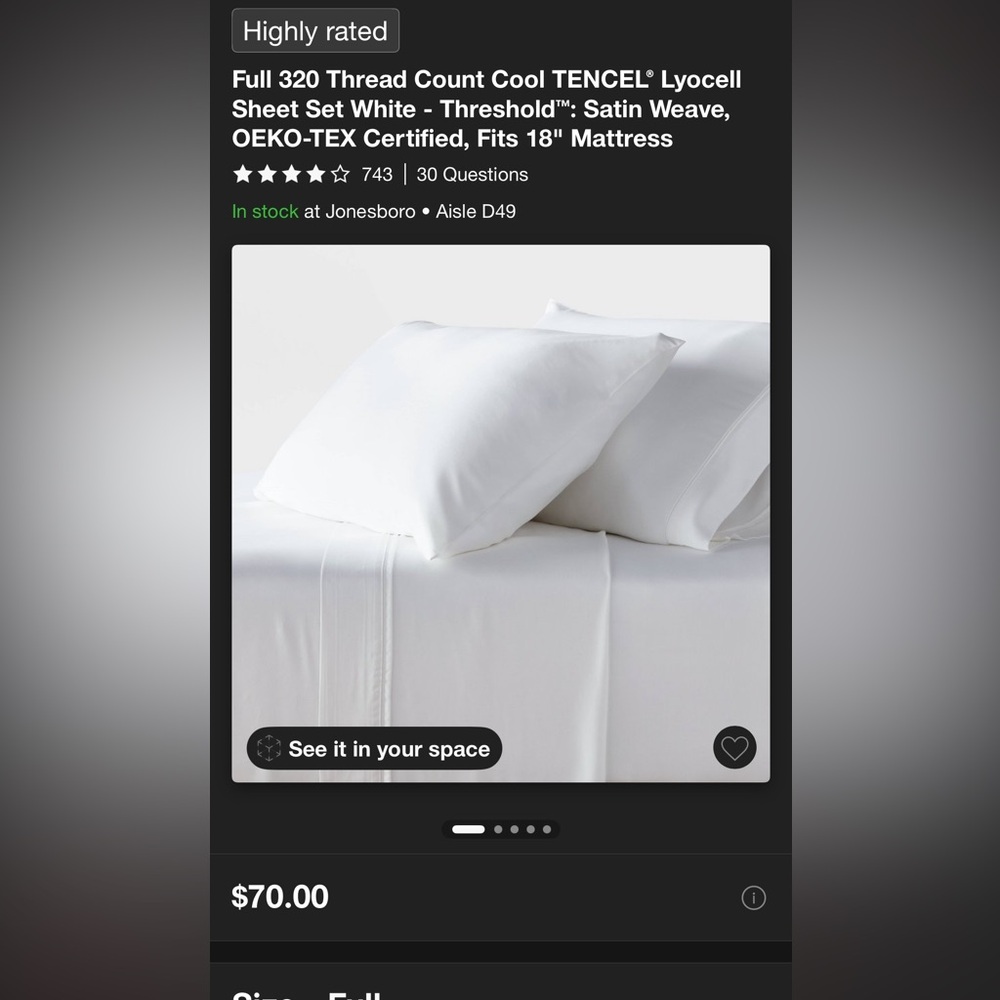 Threshold Cool Tencel Sheet Set - Full